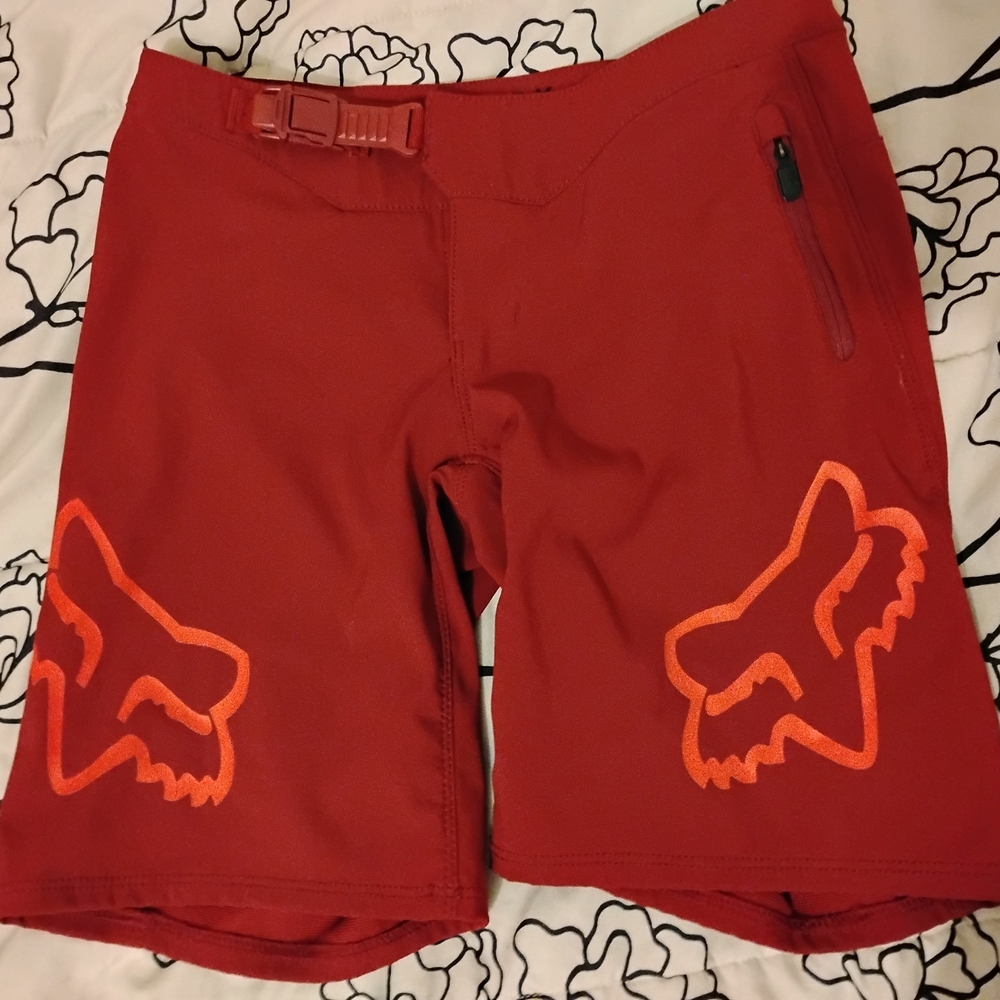 Red Fox Racing Shorts with Orange Logo